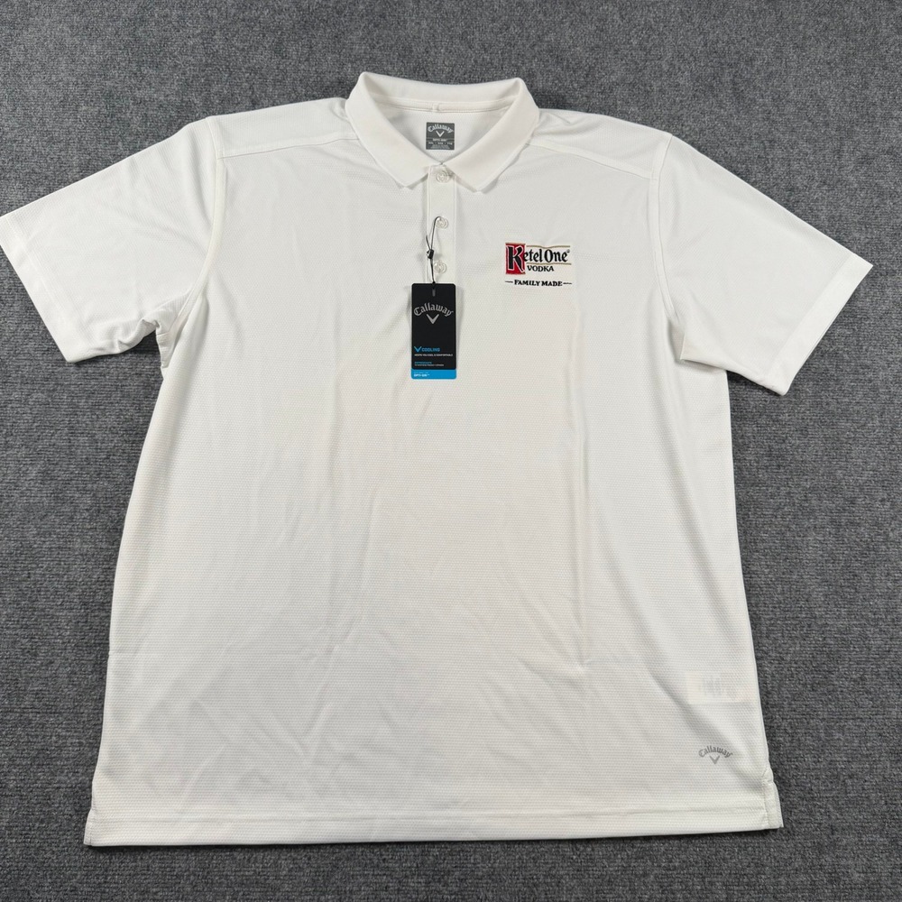 Callaway Polo Shirt Mens XXL White Ketel One Vodka Logo Opti-Dri Performance